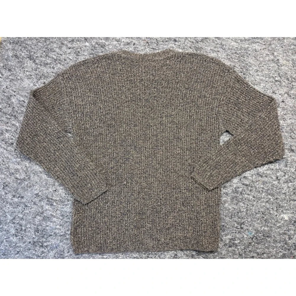 St Johns Bay Mens Large Tall Vintage Marled Knit Crewneck Sweater Brown Navy USA